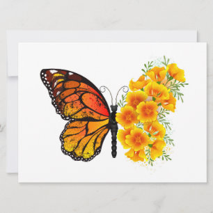 Blume Butterfly mit gelbem Kalifornien-Mohn Save The Date