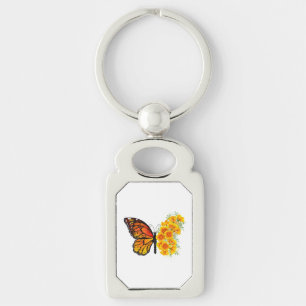 Blume Butterfly mit gelbem Kalifornien-Mohn Schlüsselanhänger