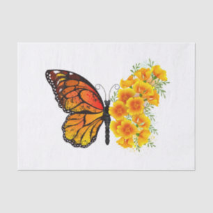 Blume Butterfly mit gelbem Kalifornien-Mohn Seidenpapier
