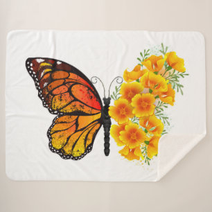 Blume Butterfly mit gelbem Kalifornien-Mohn Sherpadecke