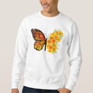 Blume Butterfly mit gelbem Kalifornien-Mohn Sweatshirt