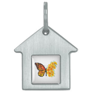 Blume Butterfly mit gelbem Kalifornien-Mohn Tiermarke