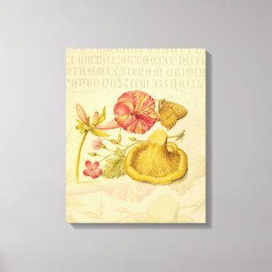 Blume Butterfly Mushroom Wasserfarbe Malerei Leinwanddruck