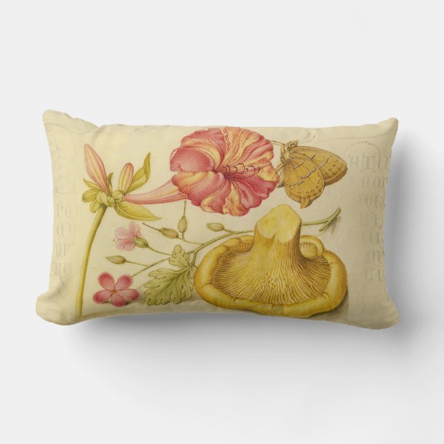 Blume Butterfly Mushroom Wasserfarbe Malerei Lendenkissen (Vorderseite)
