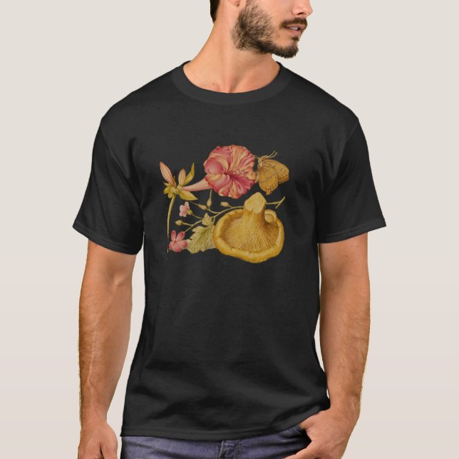 Blume Butterfly Mushroom Wasserfarbe Malerei T-Shirt (Vorderseite)