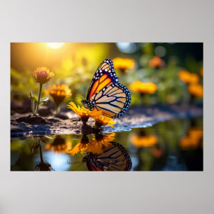 Blume Butterfly Nature Serene Tranquil Poster