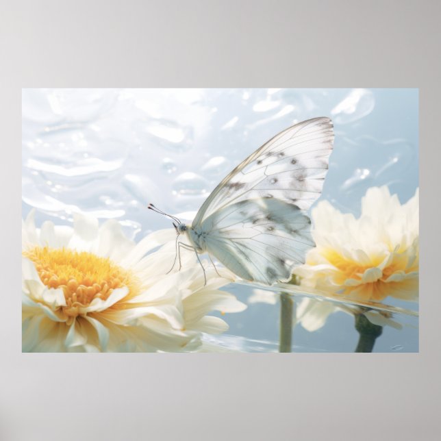 Blume Butterfly Nature Serene Tranquil Poster (Vorne)