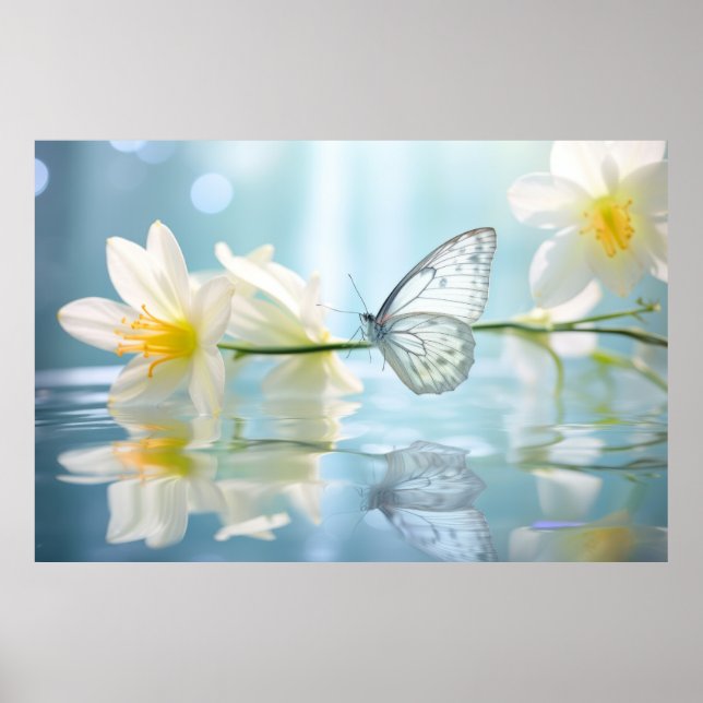 Blume Butterfly Nature Serene Tranquil Poster (Vorne)