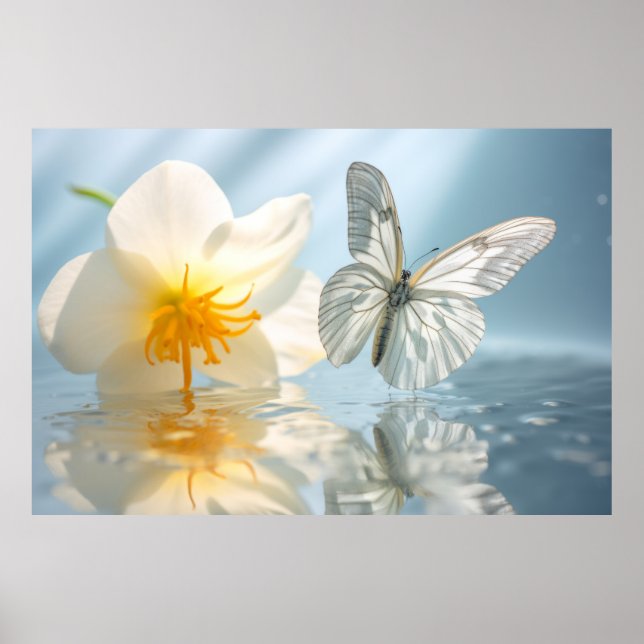 Blume Butterfly Nature Serene Tranquil Poster (Vorne)