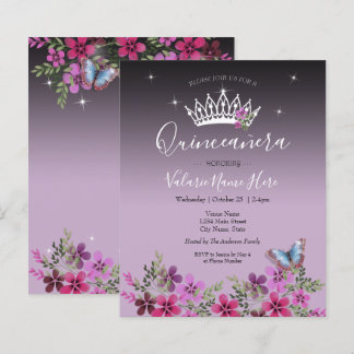 Blume Butterfly Quinceanera Haushalt Einladung