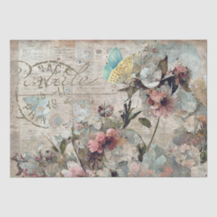 Blume Butterfly Shabby Collage Postale Enttäuschun Seidenpapier
