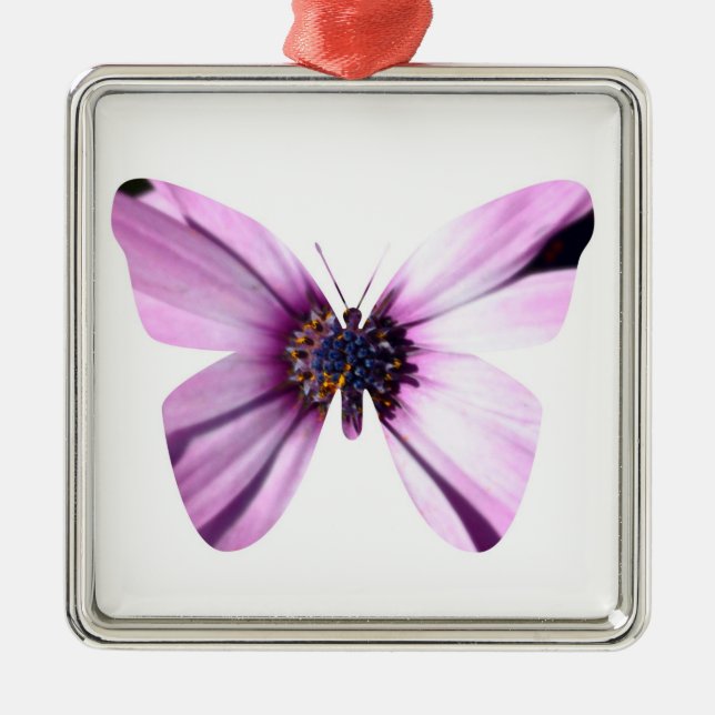 Blume Butterfly Silbernes Ornament (Vorne)