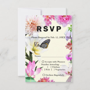 Blume & Butterfly Watercolor Wedding RSVP & Menu