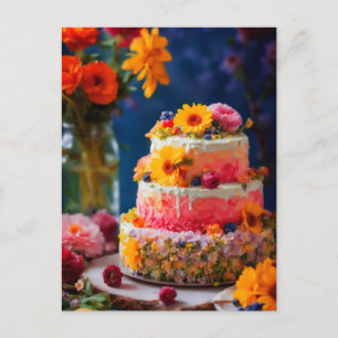 Blume Cake Postkarte