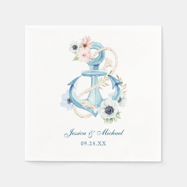 Blume Calligraphy Wedding Serviette (Vorderseite)