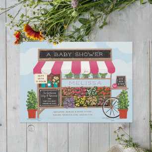 Blume Cart Farmer's Market Baby Dusche Einladung
