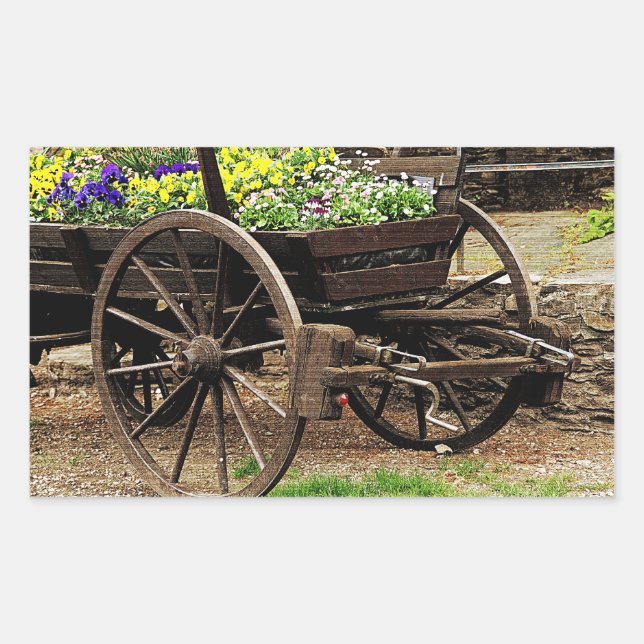 Blume Cart Rechteckiger Aufkleber (Vorderseite)