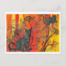 Blume Cat and Butterfly Postkarte