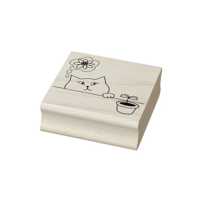 Blume Cat Art Briefmarke Gummistempel (Stempel)