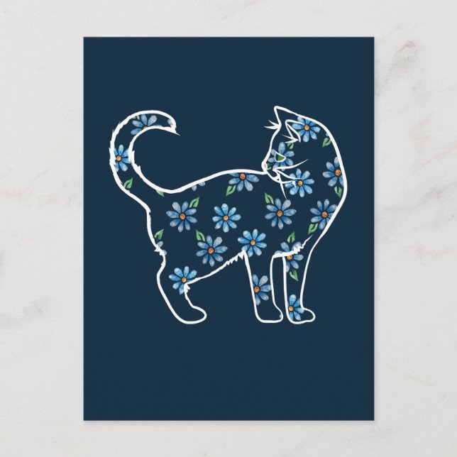 Blume Cat Blue Daisy Cats Postkarte (Vorderseite)