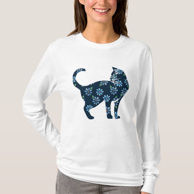 Blume Cat Blue Daisy Cats T-Shirt (Vorderseite)