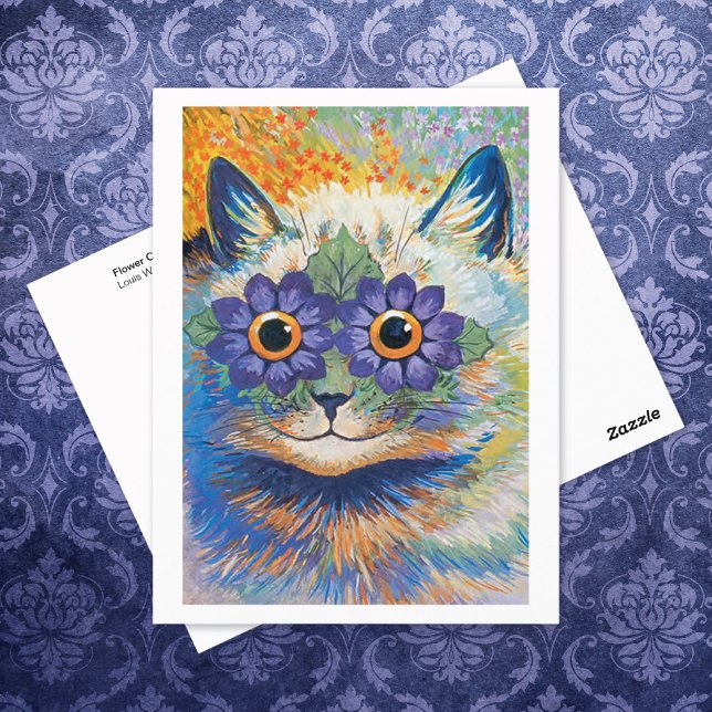 Blume Cat Illustration Louis Wain Postkarte (Von Creator hochgeladen)