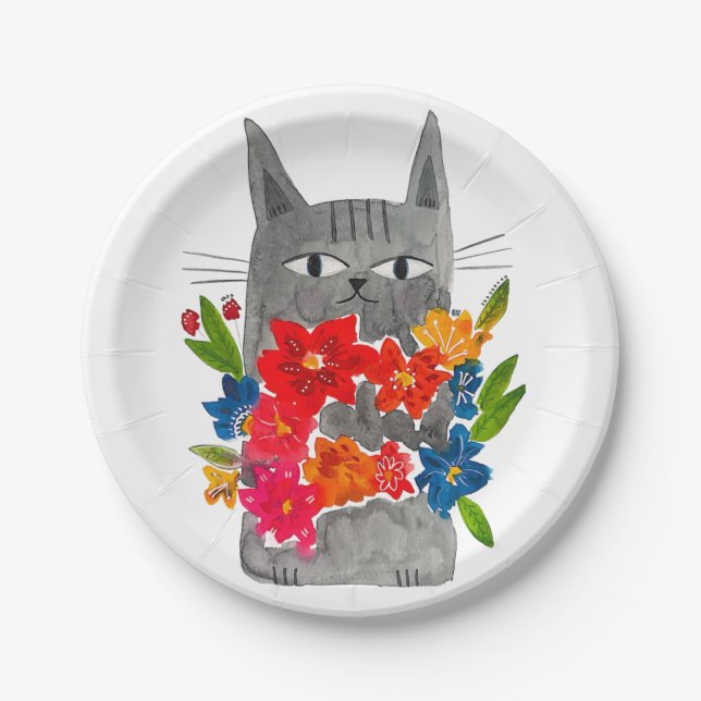 Blume Cat Pappteller (Vorderseite)