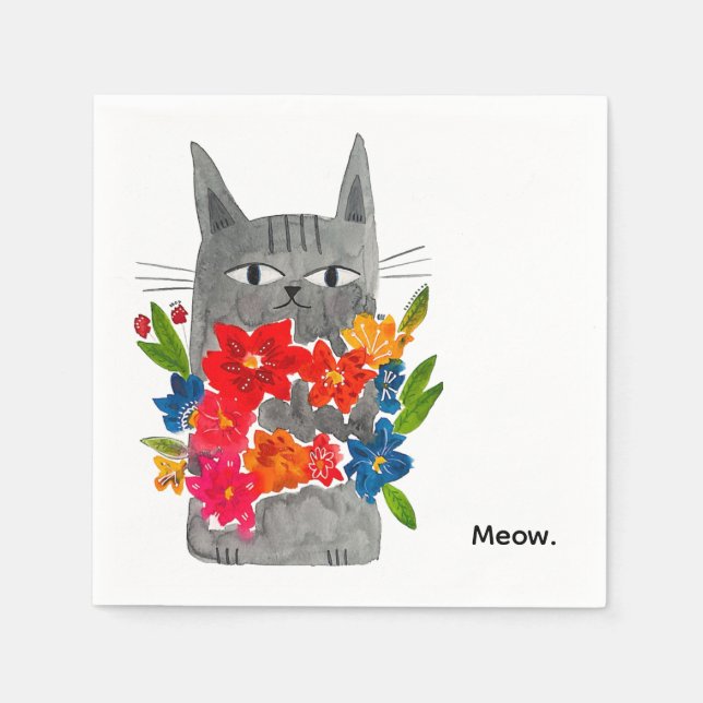 Blume Cat Serviette (Vorderseite)