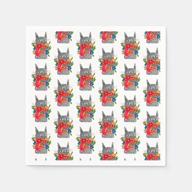 Blume Cat Serviette (Vorderseite)