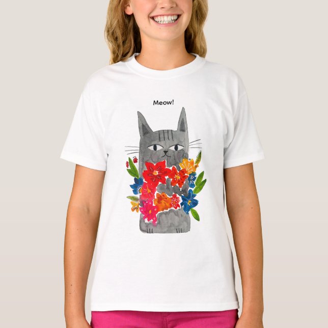 Blume Cat T-Shirt (Vorderseite)