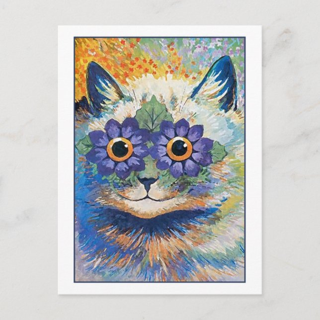 Blume Cat von Louis Wain Postkarte (Vorderseite)