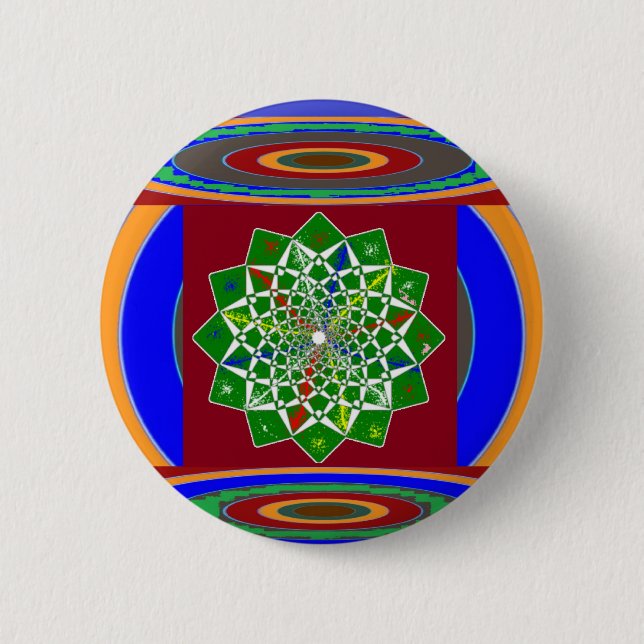 BLUME CHAKRA Rad-Energie: Smaragdgrün Button (Vorderseite)