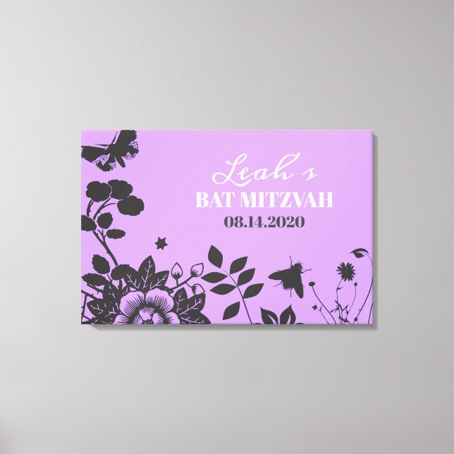BLUME CHILD Bat Mitzvah Sign-In Memory-Board Leinwanddruck (Vorderseite)
