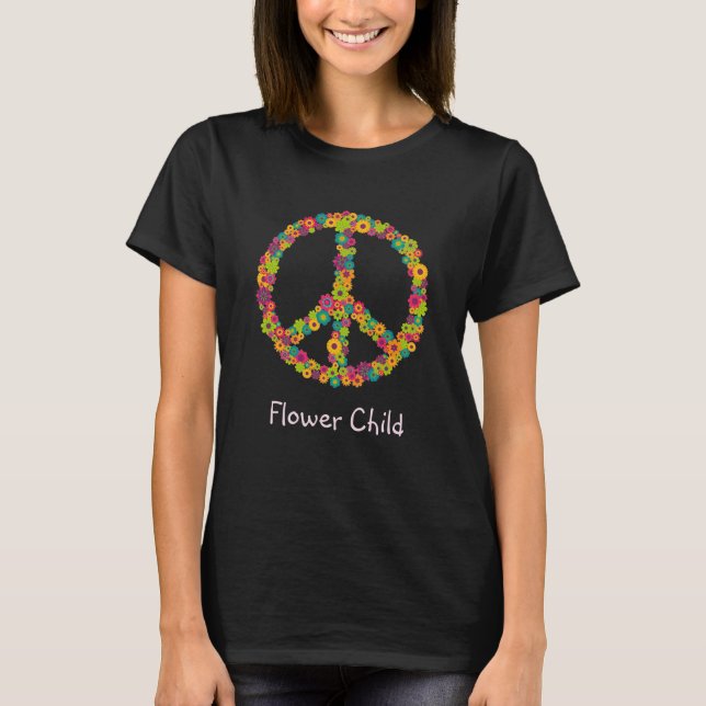 Blume Child Slogan Hippy-Friedenszeichen-Blume T-Shirt (Vorderseite)