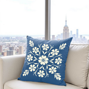 Blume Clock Medallion Navy Kissen