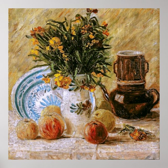 Blume Coffeepot und Frucht Van Gogh Kunstkunst Poster (Vorne)