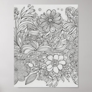 Blume Collage Coloring Poster Wall Decke