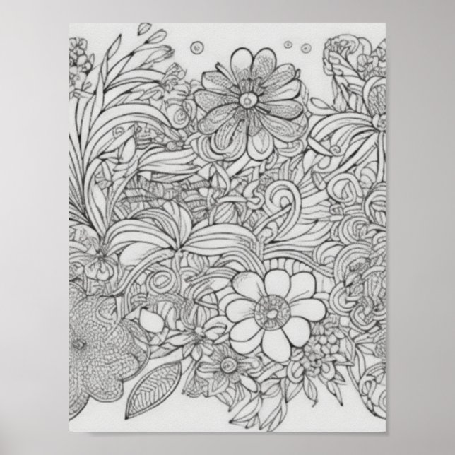 Blume Collage Coloring Poster Wall Decke (Vorne)