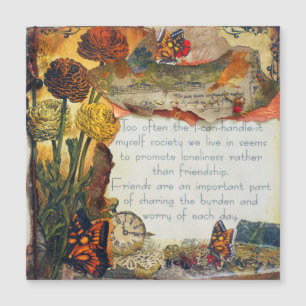 Blume Collage für Freundschaftswerbung Mixed Media Magnetkarte