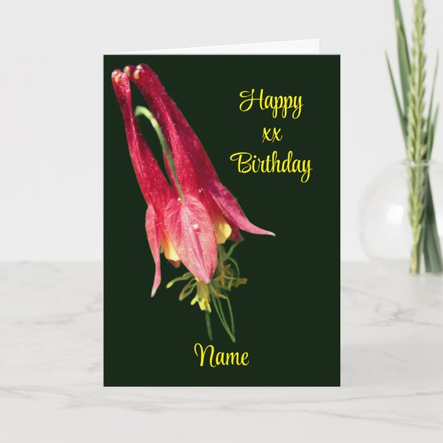 Blume Columbine Personalisiert Geburtstag Karte (Vorderseite)
