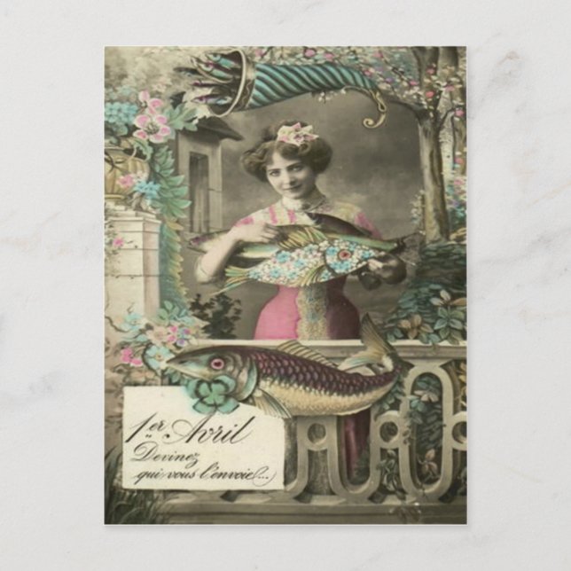 Blume Cornucopia Poisson d'avril Postkarte (Vorderseite)