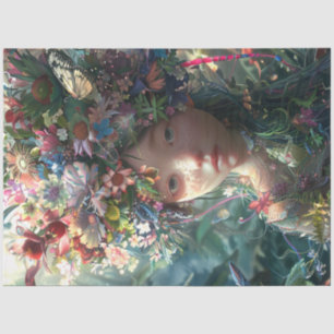 Blume Covered Fairy Girl Decoupage Seidenpapier