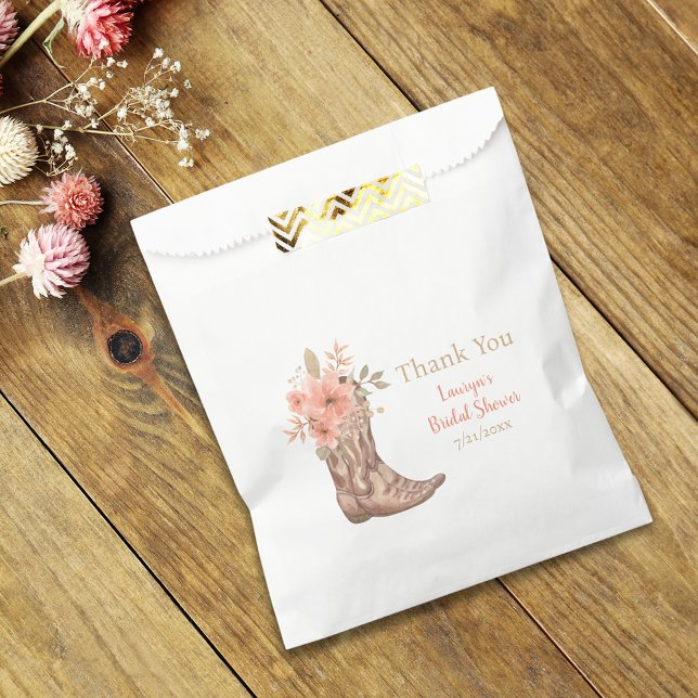 Blume Cowgirl Brautparty Geschenktütchen (Watercolor Flowers Cowgirl Bridal Shower Favor Bag)
