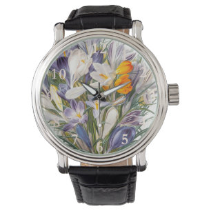 Blume Crocus Spring Botanische Blumenpracht Armbanduhr
