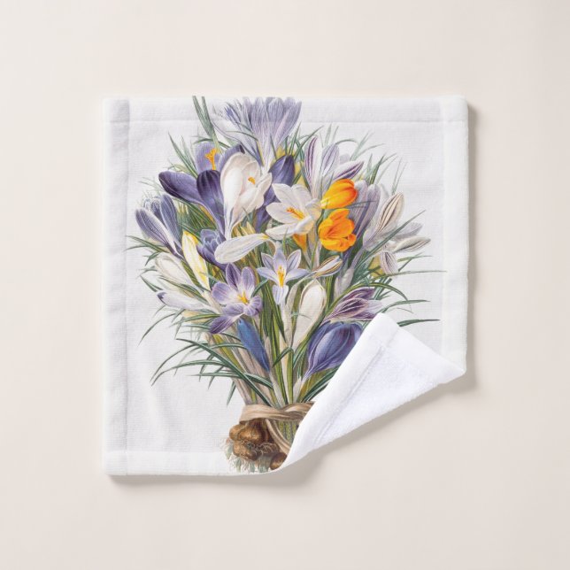 Blume Crocus Spring Botanische Blumenpracht Badhandtuch Set (Waschlappen)