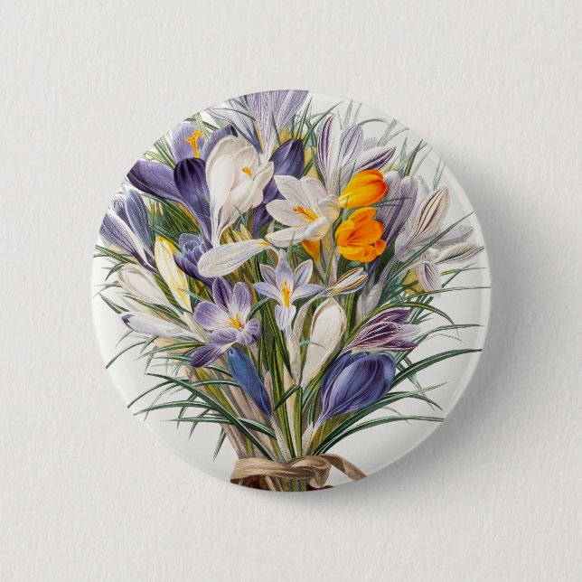 Blume Crocus Spring Botanische Blumenpracht Button (Vorderseite)