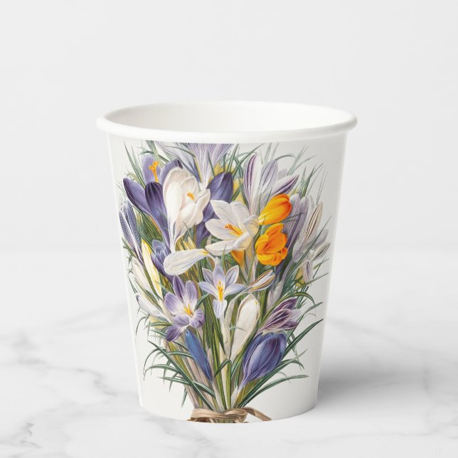 Blume Crocus Spring Botanische Blumenpracht Pappbecher (Vorderseite)