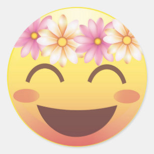 Blume Crown Blushing Emoji Face Sticker