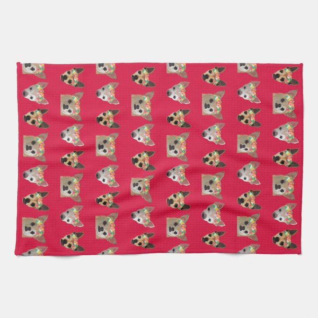 Blume Crown Chihuahuas Geschirrtuch (Horizontal)