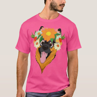 Blume Crown Pet Dog Lover Botanischer Deutscher Sc T-Shirt